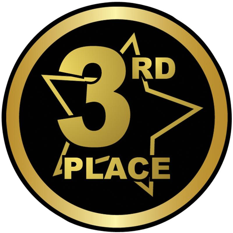 2" 3RD PLACE BLK/GLD STAR STKR