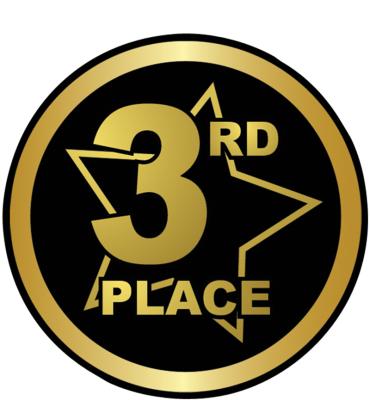 2" 3rd Place Black/Gold Star Sticker