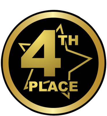 2" 4th Place Black/Gold Star Sticker