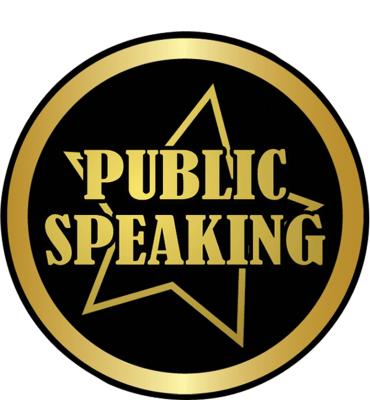 2" Public Speaking Black/Gold Sticker