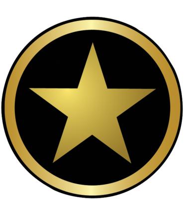 2" Black/Gold Star Sticker