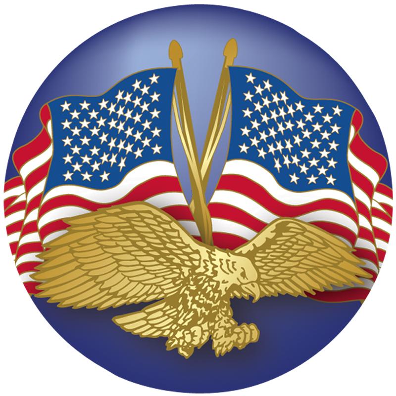2" GOLD EAGLE W/FLAGS STKR