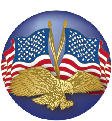 2" Gold Eagle With Flags Sticker