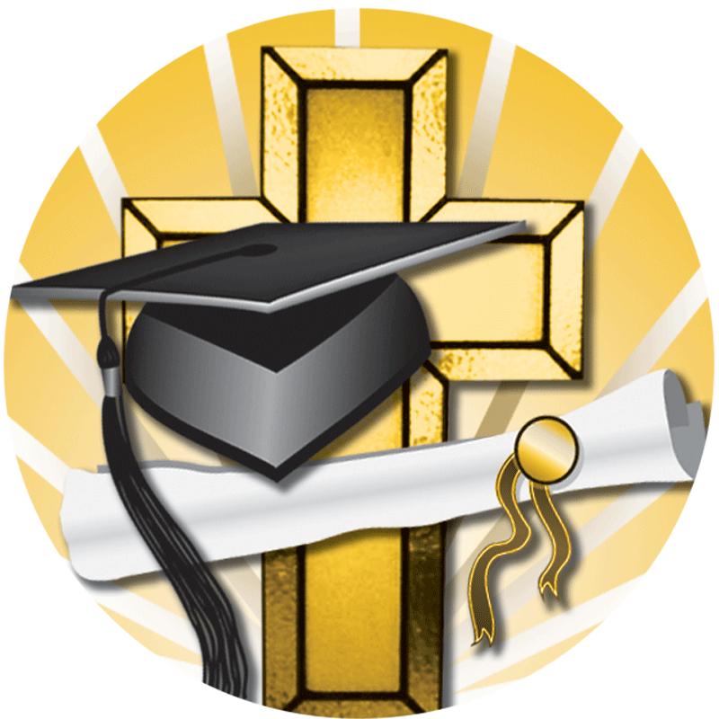 2" GRADUATION CAP W/CROSS STKR