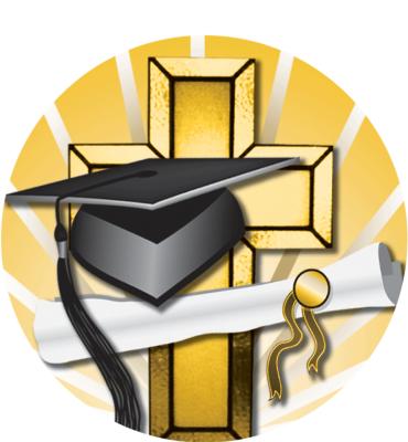 2" Graduation Cap With Cross Sticker