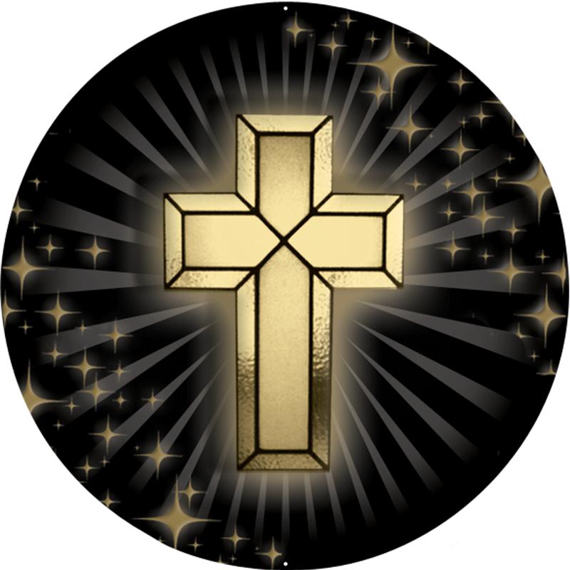 2" GOLD CROSS W/STARS STKR