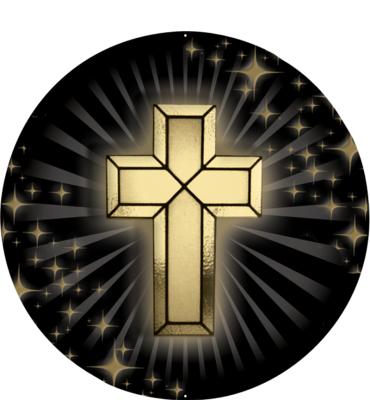 2" Gold Cross With Stars Sticker