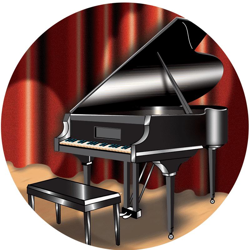 2" PIANO ON STAGE STICKER