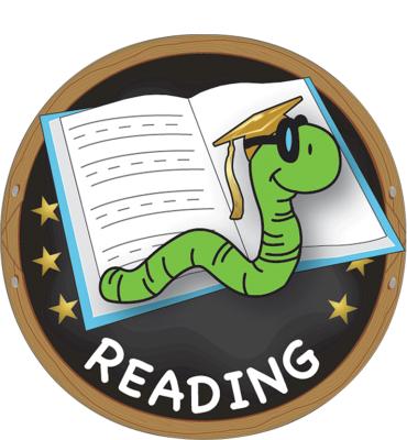 2" Reading Book Worm Sticker
