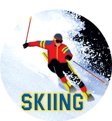 2" Skiing Sticker