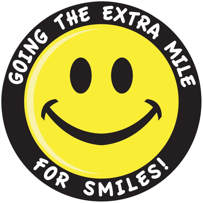 2" SMILEY EXTRA MILE STICKER