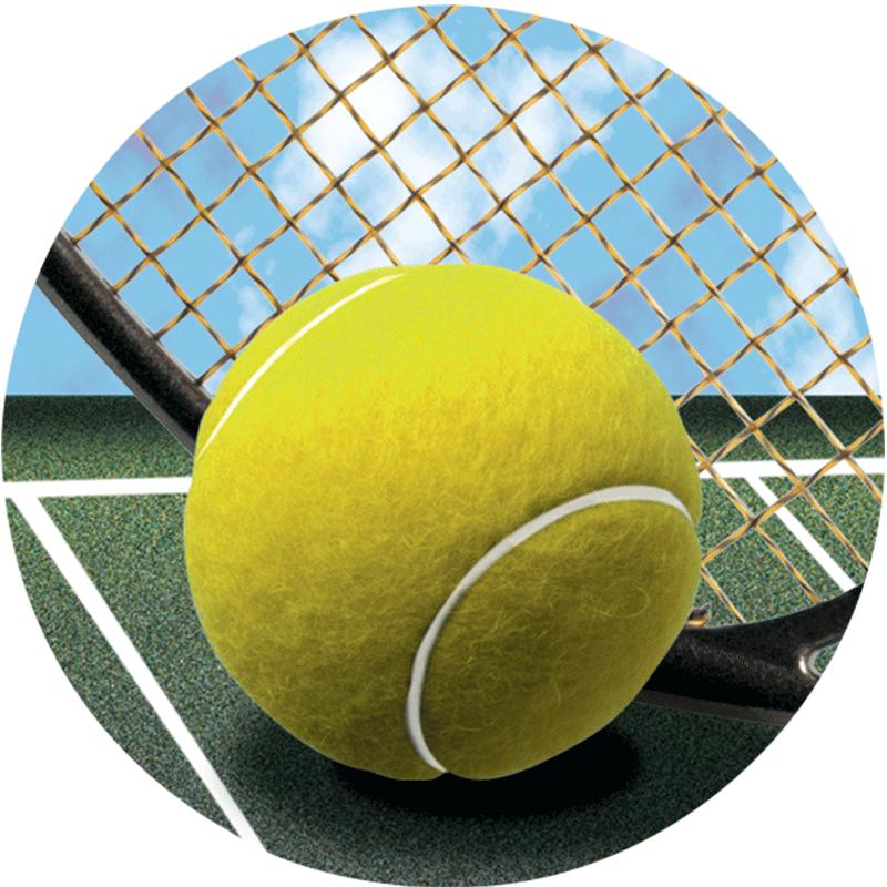 2" TENNIS BALL ON COURT STKR