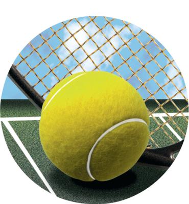 2" Tennis Ball On Court Sticker