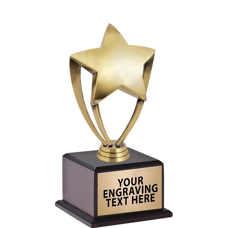 8"GOLD METAL STAR W/WOOD B