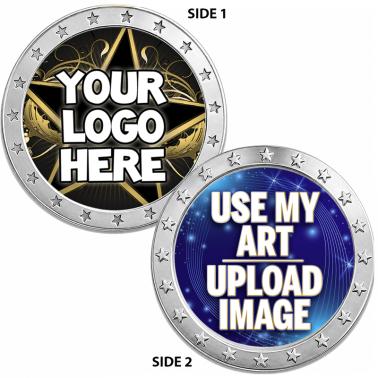 Sample Coin With Inset Lettering Custom Insert Coins | Custom Custom Star 2 Sided Insert Coins
