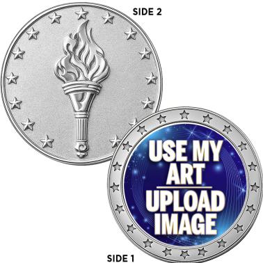 Sample Coin With Inset Lettering Custom Insert Coins | Custom Custom Torch Silver Insert Coins
