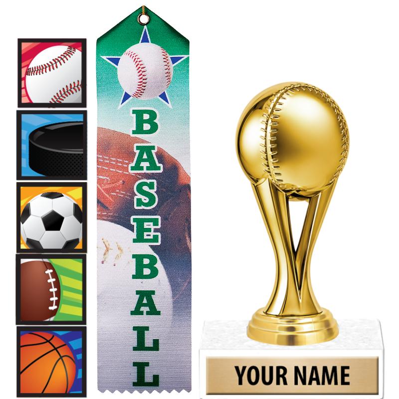 Baseball Style Ribbon To Put Writing In Baseball Ribbons - Crown Awards