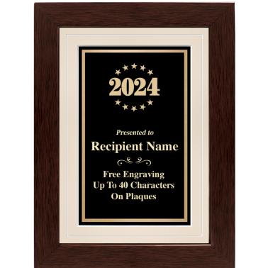 Framed Awards | Dark Walnut Frame Plaque With Tan Matting