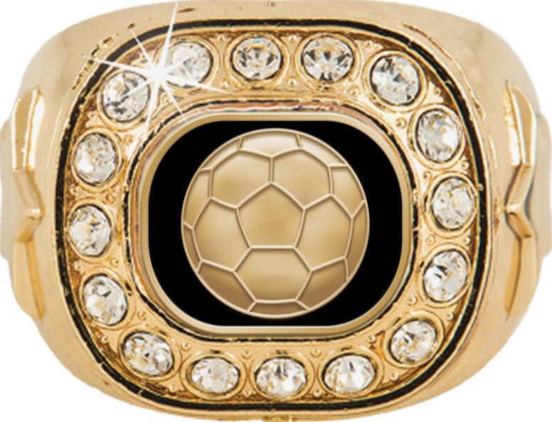 Soccer Rings | Gold Crystal Champion Insert Soccer Ring