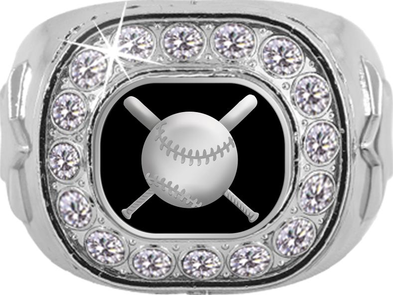Baseball Rings | Silver Crystal Finalist Insert Baseball Ring