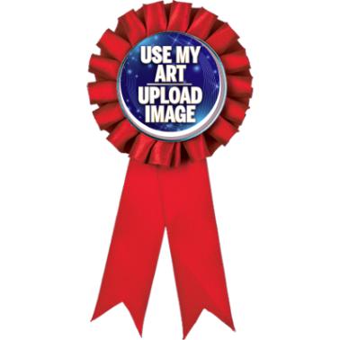 Custom Insert Rosette Ribbons | Custom Red Rosette Ribbon