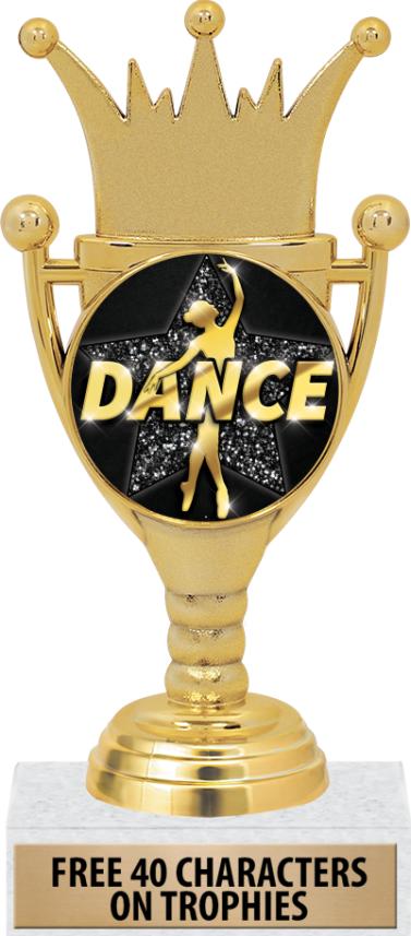 Crown Awards 7.25" Custom Engraved Dance Trophy – Gold Figurine On Deluxe Round Black Base