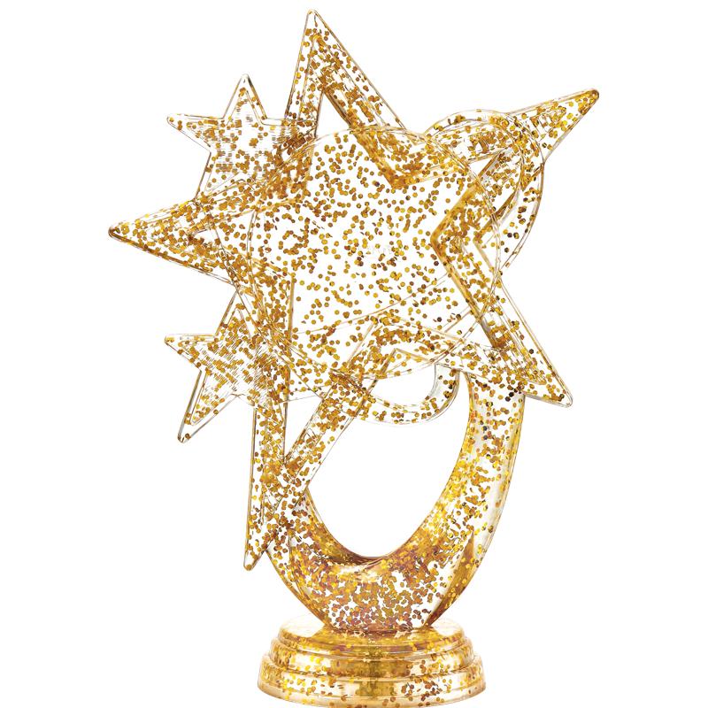 Brz/Gold Music Microphone On Star Backdrop Trophy 5.75" free engraving & p&p 
