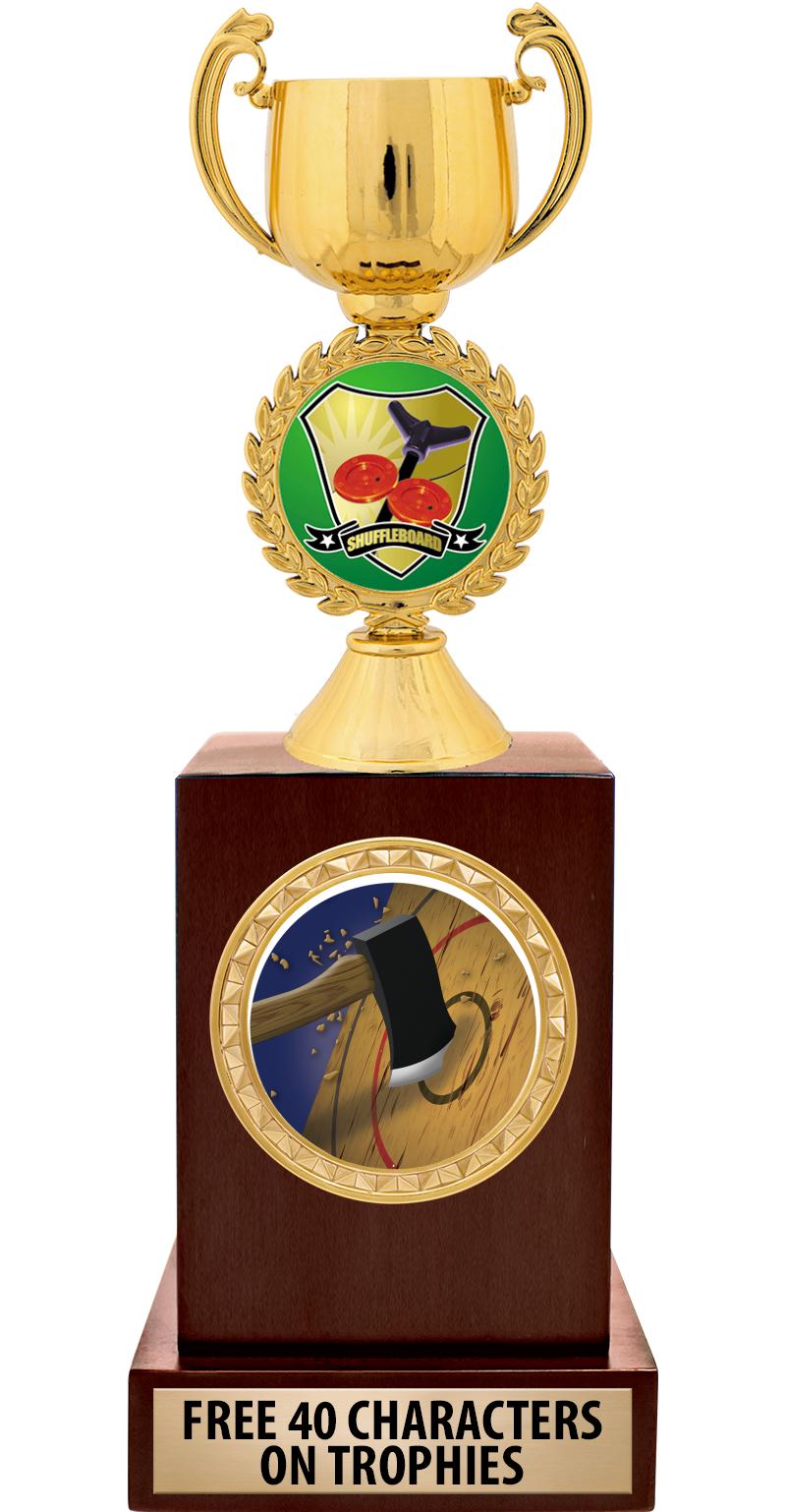 Crown Awards Custom Shuffleboard Trophy – 7.25″ Gold Cup With Free Engraving, Perfect For Winners!