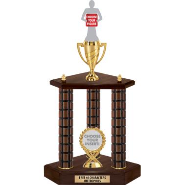 Triangle Trophy Riser Mosaic Wood Column Trophies | 3 Poster Riser Trophies