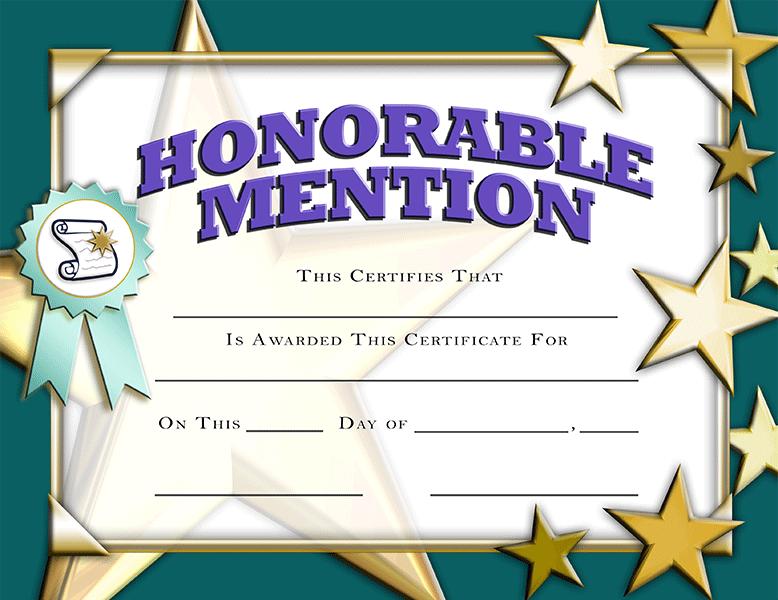 Crown Certificates Honorable Mention Certificate Crown Certificates Honorable Mention Certificate