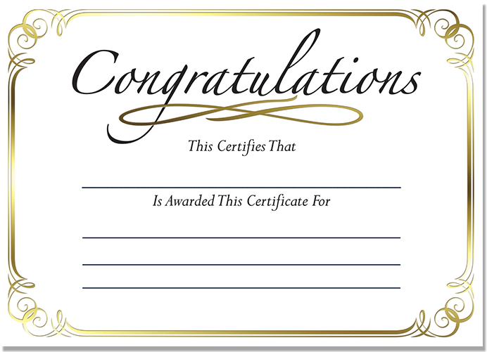 Mini Gold Foil Certificates Mini Gold Foil Certificates