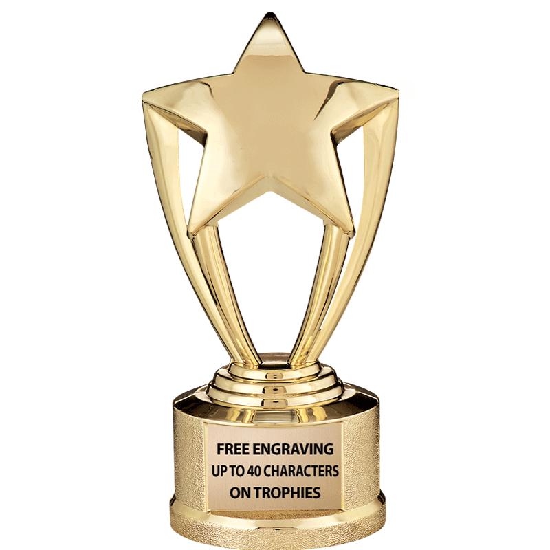 Trophy Cherish Star in 5 Sizes with Free Engraving up to 30 Letters 