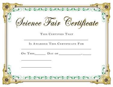 Scholastic Certificates Science Fair Certificate