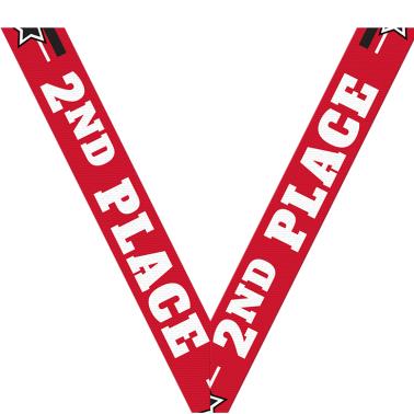Sports Neck Ribbons | 2nd Place Red Sport Neck Ribbon